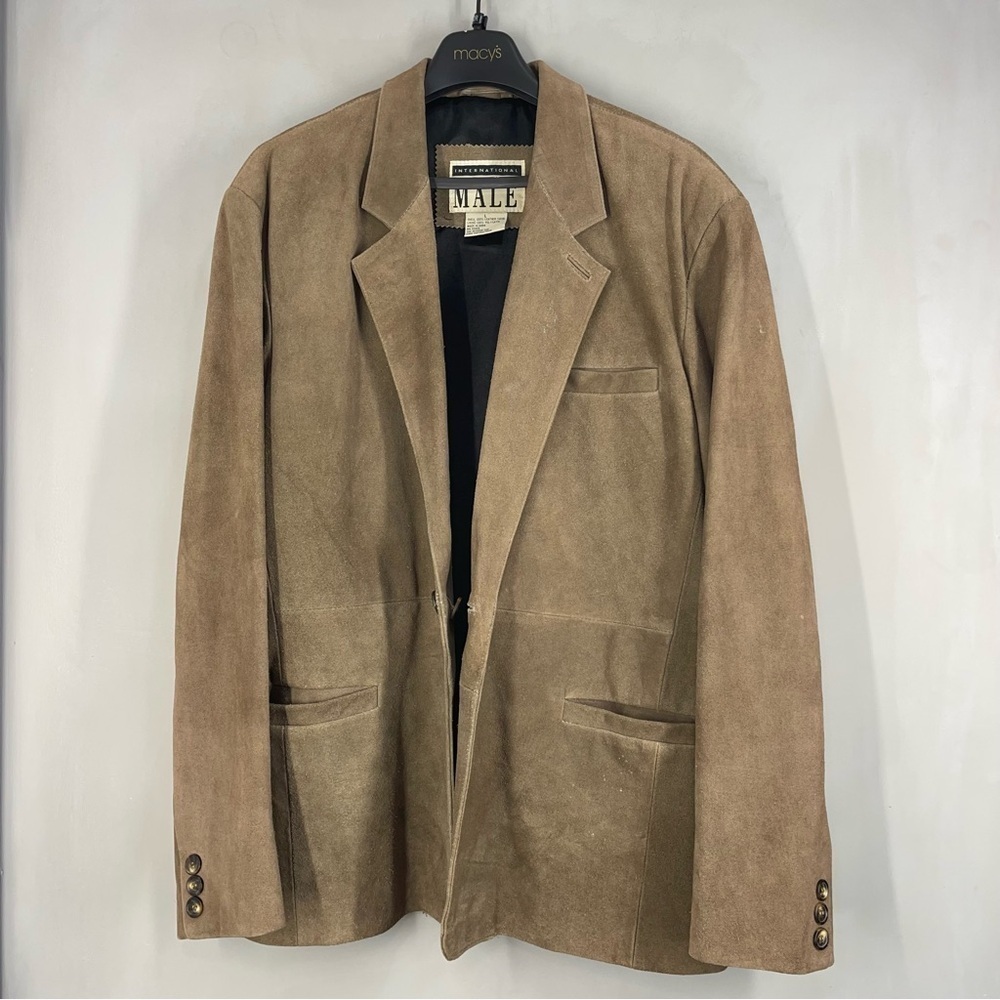 International Male Men's Large Suede Western Sport Coat Jacket Light Brown